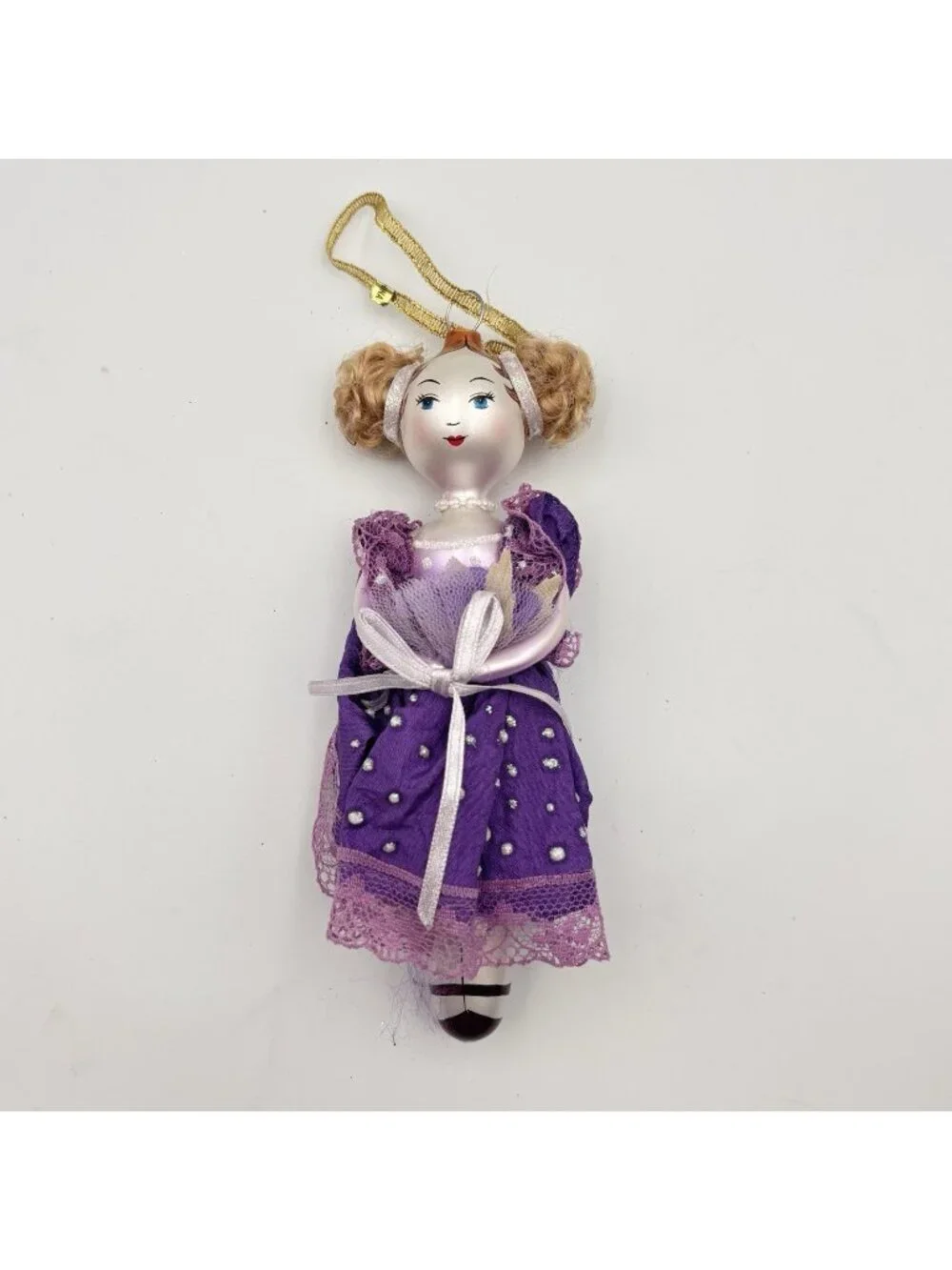 De Carlini Icicle Girl Blown Glass Christmas Ornament Purple Ladies Elegance 6”